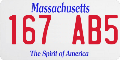 MA license plate 167AB5