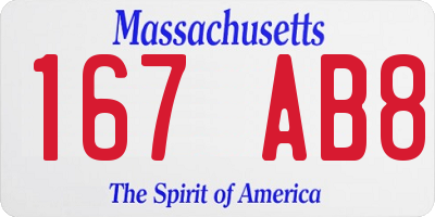 MA license plate 167AB8