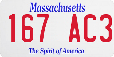 MA license plate 167AC3