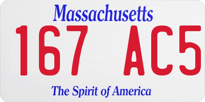 MA license plate 167AC5