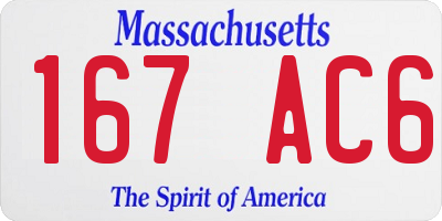 MA license plate 167AC6