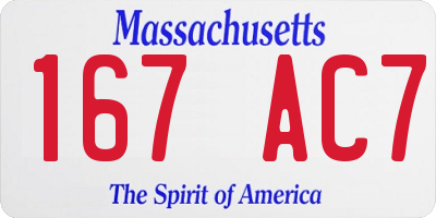 MA license plate 167AC7