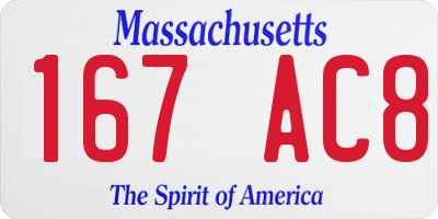 MA license plate 167AC8