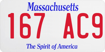 MA license plate 167AC9