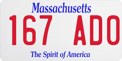 MA license plate 167AD0