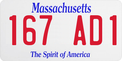 MA license plate 167AD1