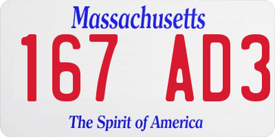 MA license plate 167AD3