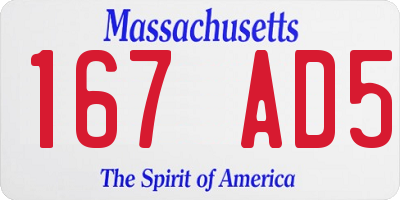 MA license plate 167AD5