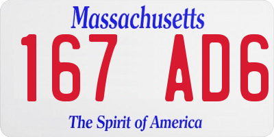 MA license plate 167AD6