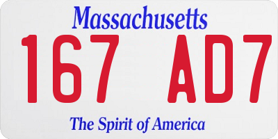 MA license plate 167AD7