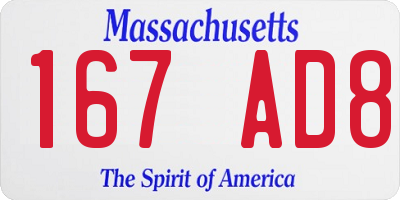 MA license plate 167AD8
