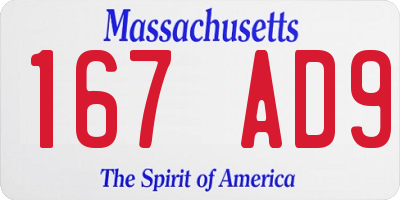 MA license plate 167AD9