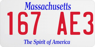 MA license plate 167AE3