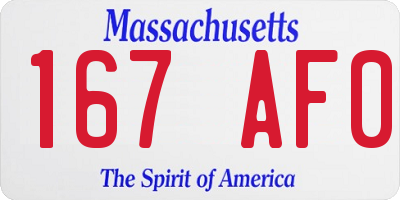 MA license plate 167AF0