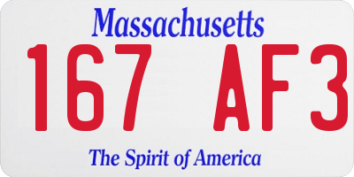 MA license plate 167AF3