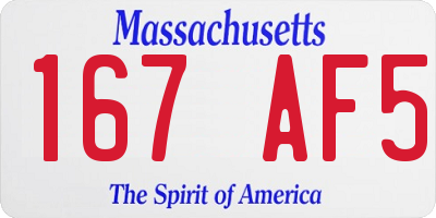 MA license plate 167AF5