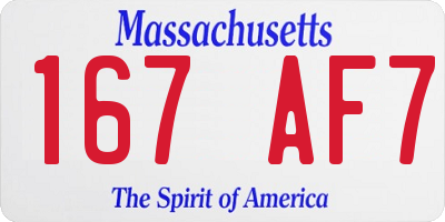 MA license plate 167AF7