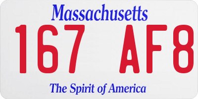 MA license plate 167AF8