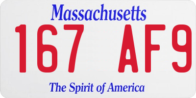 MA license plate 167AF9
