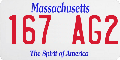 MA license plate 167AG2