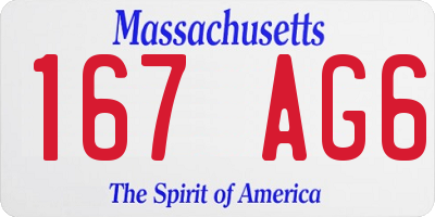 MA license plate 167AG6