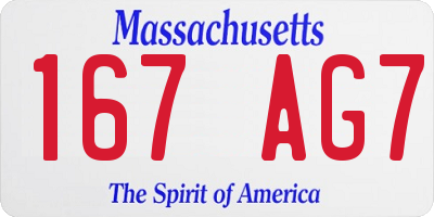 MA license plate 167AG7