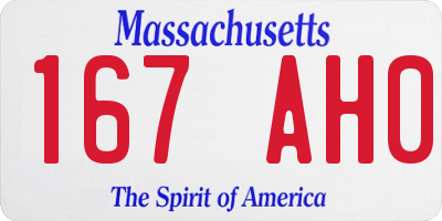MA license plate 167AH0