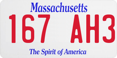 MA license plate 167AH3