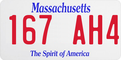MA license plate 167AH4