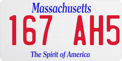 MA license plate 167AH5