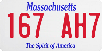 MA license plate 167AH7