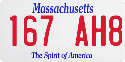 MA license plate 167AH8