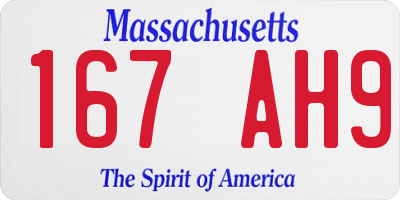 MA license plate 167AH9