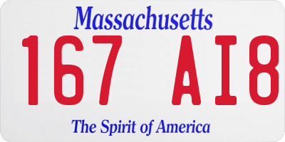 MA license plate 167AI8