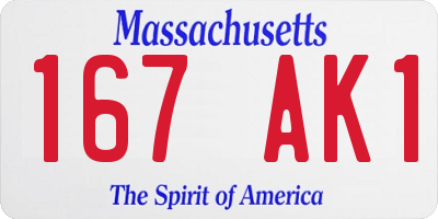 MA license plate 167AK1