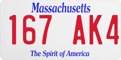 MA license plate 167AK4