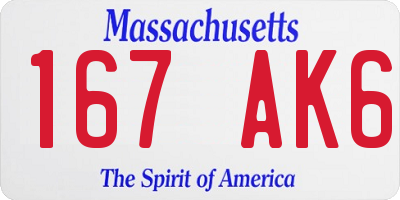 MA license plate 167AK6