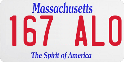 MA license plate 167AL0