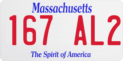 MA license plate 167AL2