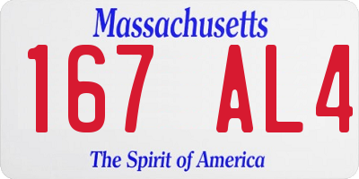 MA license plate 167AL4
