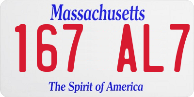MA license plate 167AL7