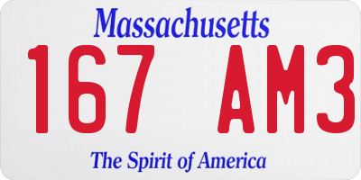 MA license plate 167AM3