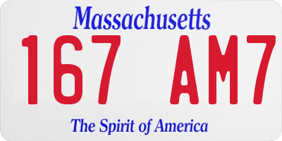 MA license plate 167AM7