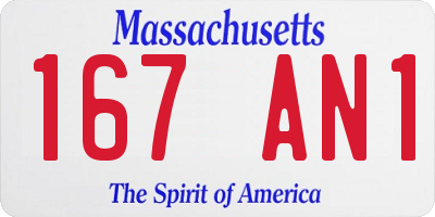 MA license plate 167AN1