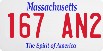MA license plate 167AN2