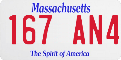 MA license plate 167AN4