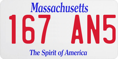 MA license plate 167AN5