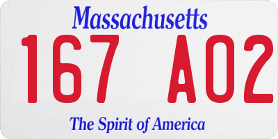 MA license plate 167AO2