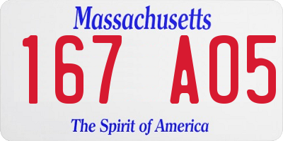 MA license plate 167AO5