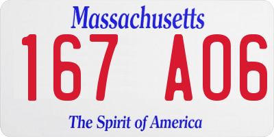 MA license plate 167AO6